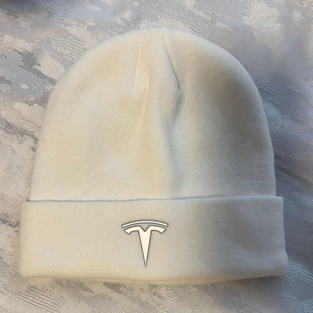 Tesla Off-White Beanie